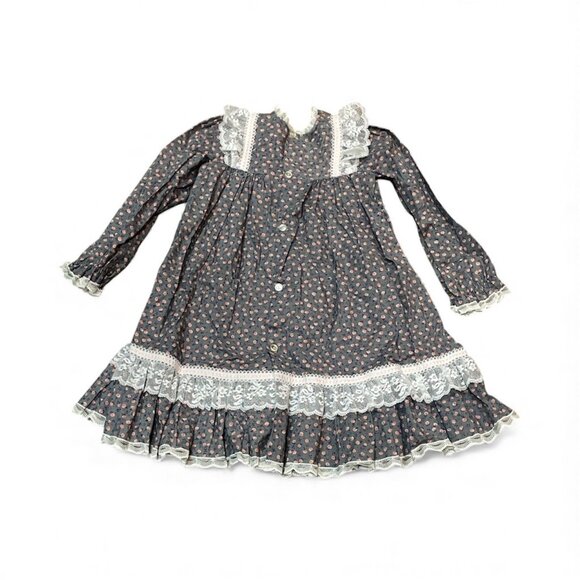 Vintage Mid Century Floral Lace Peasant Dress By Bryan 1970s Prairie Dress Sz 6 - Picture 4 of 4